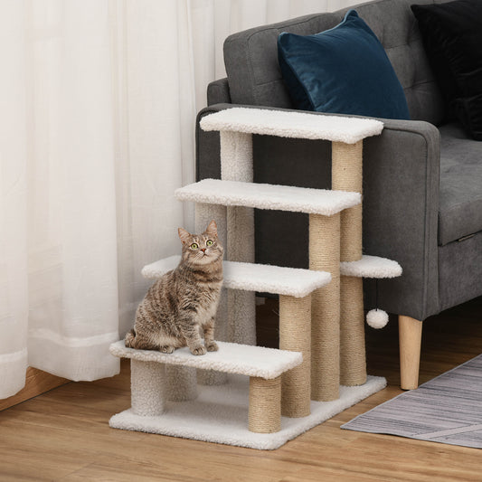 Interactive Cat Stairs with Sisal Scratching Posts – Multi-Level Climbing Steps for Indoor Cats