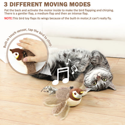 Interactive Flapping Bird Cat Toy – USB Rechargeable Chirping Catnip Plush Toy for Indoor Cats & Kittens