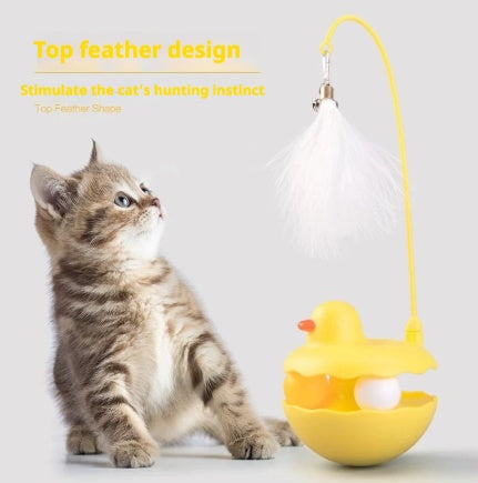 Interactive Duck Cat Toy – Motion Tumbler Catnip Teaser with Feather Wand for Indoor Cats & Kittens