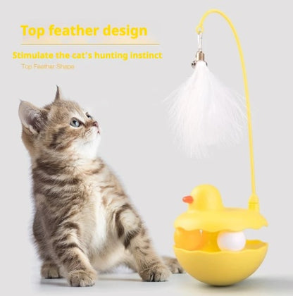 Interactive Duck Cat Toy – Motion Tumbler Catnip Teaser with Feather Wand for Indoor Cats & Kittens