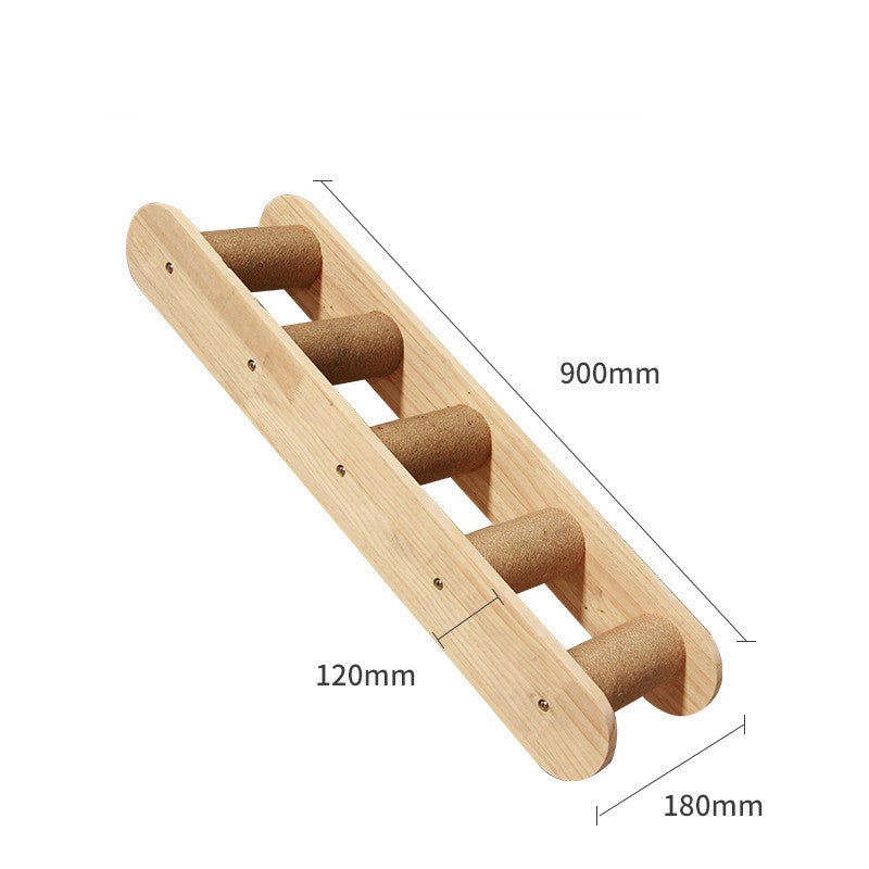 Wall-Mounted Cat Climbing Frame – Solid Wood Floating Cat Shelves & Ladder for Indoor Cats
