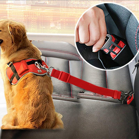 Adjustable Dog Car Seat Belt – Telescopic Pet Safety Tether for Vehicle Travel