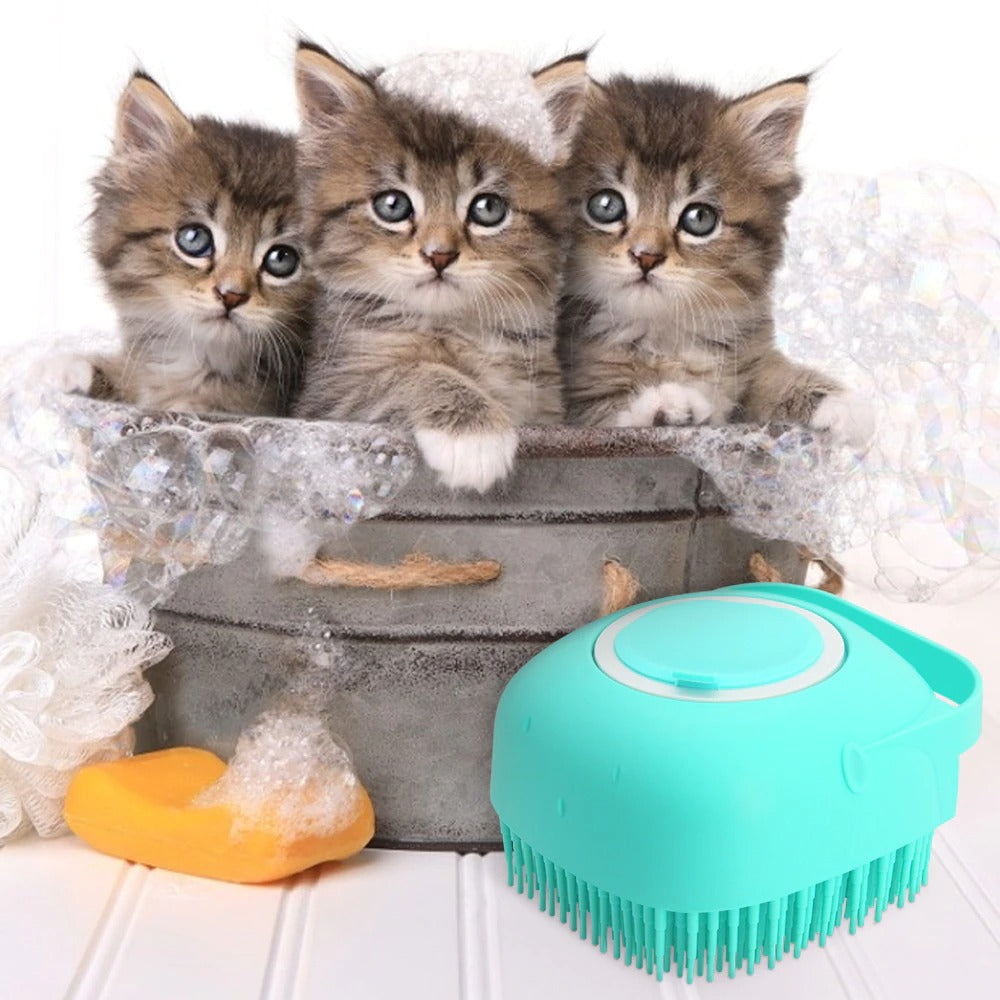 2-in-1 Pet Shampoo Brush – Soft Silicone Grooming Scrubber for Bathing Cats & Dogs