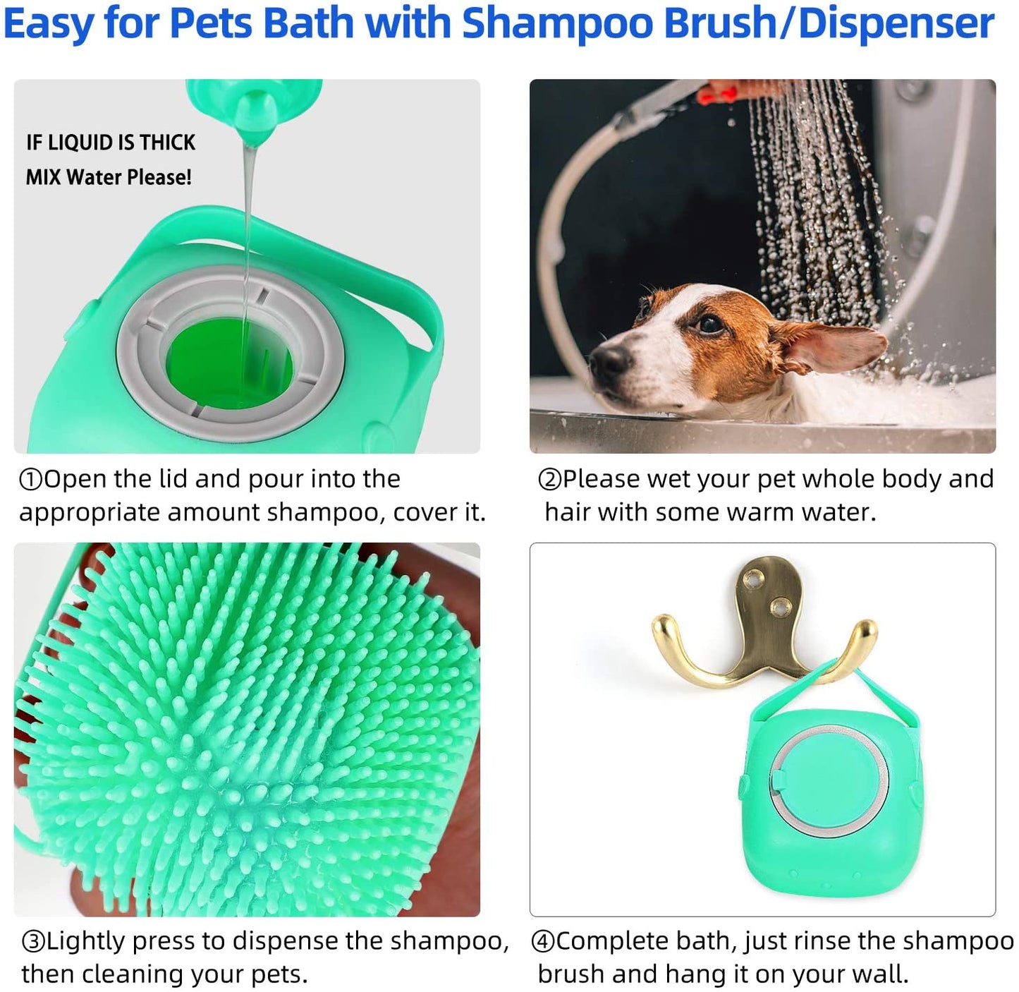 2-in-1 Pet Shampoo Brush – Soft Silicone Grooming Scrubber for Bathing Cats & Dogs