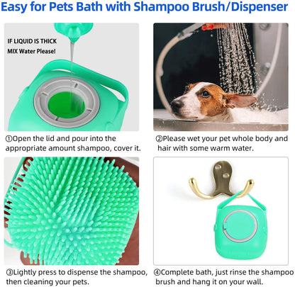 2-in-1 Pet Shampoo Brush – Soft Silicone Grooming Scrubber for Bathing Cats & Dogs