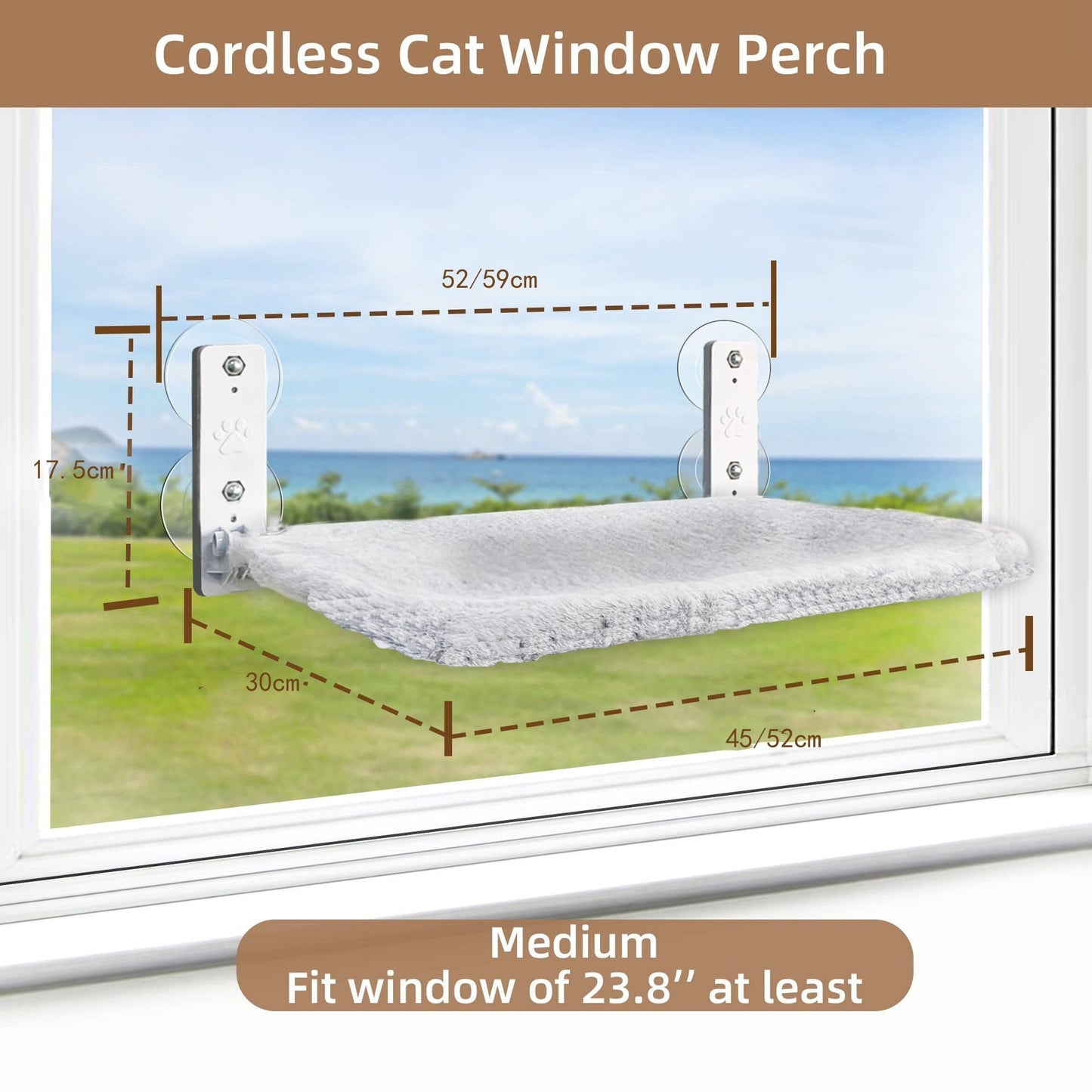 Cordless Foldable Cat Window Perch – Suction Cup Mounted Elevated Hammock Bed for Indoor Cats (No Drilling Required)
