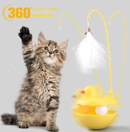 Interactive Duck Cat Toy – Motion Tumbler Catnip Teaser with Feather Wand for Indoor Cats & Kittens