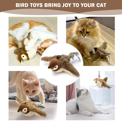 Interactive Flapping Bird Cat Toy – USB Rechargeable Chirping Catnip Plush Toy for Indoor Cats & Kittens