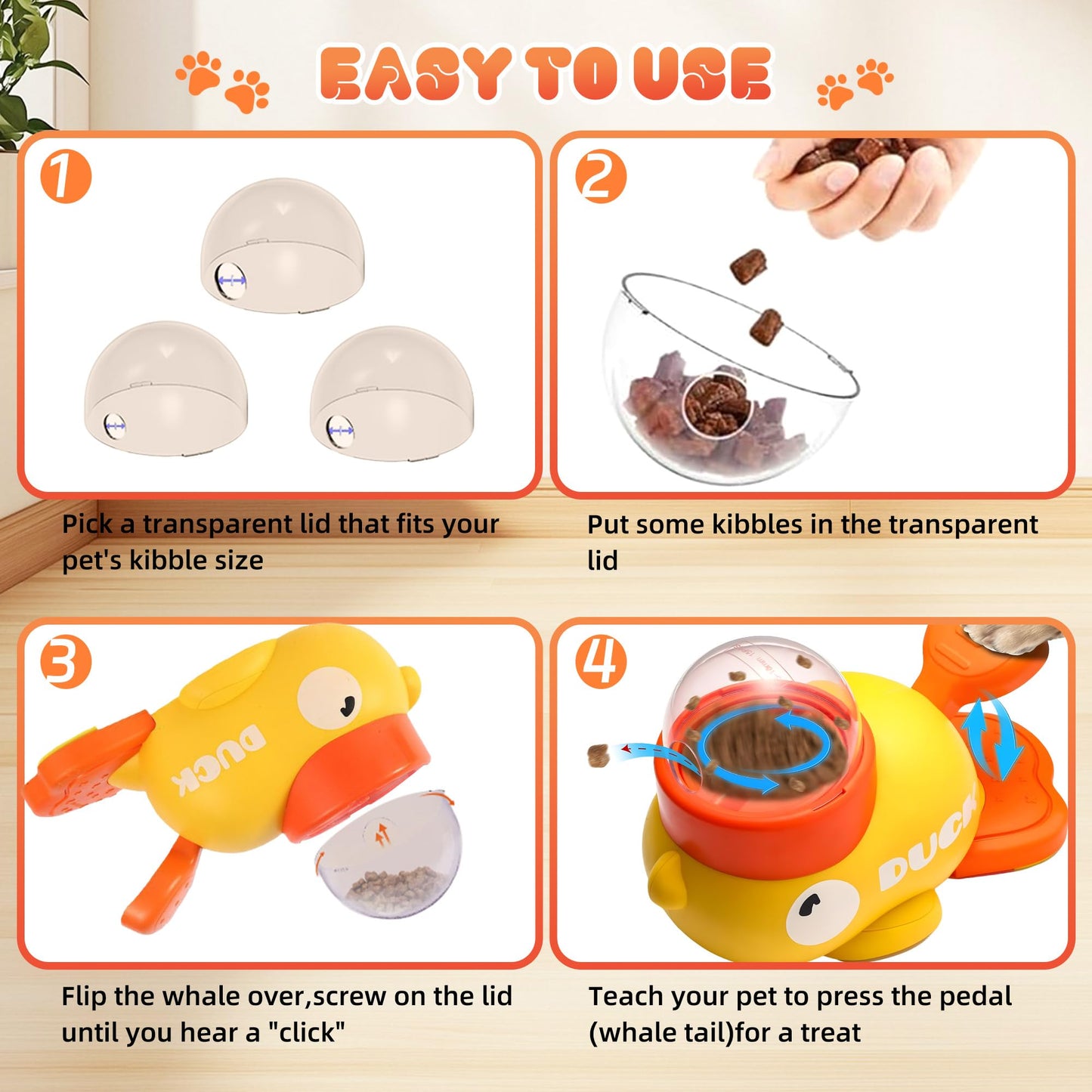 Interactive Duck Treat Dispenser Cat Toy – Slow Feeder Puzzle Toy for Mental Stimulation (Indoor Cats)