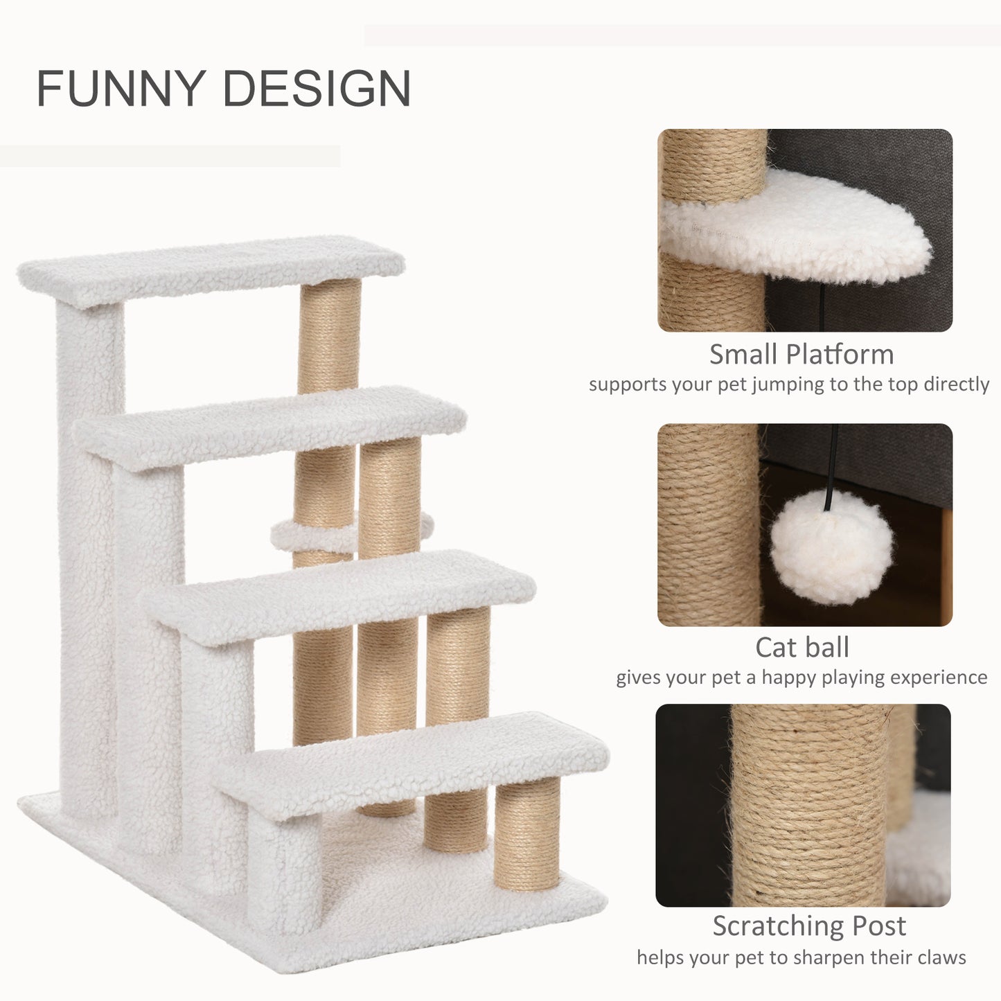Interactive Cat Stairs with Sisal Scratching Posts – Multi-Level Climbing Steps for Indoor Cats