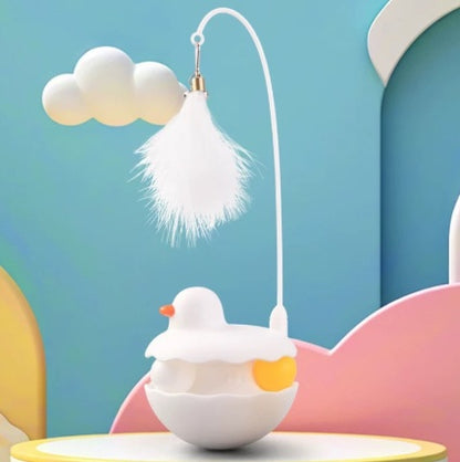 Interactive Duck Cat Toy – Motion Tumbler Catnip Teaser with Feather Wand for Indoor Cats & Kittens