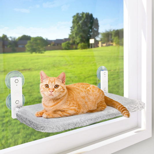 Cordless Foldable Cat Window Perch – Suction Cup Mounted Elevated Hammock Bed for Indoor Cats (No Drilling Required)