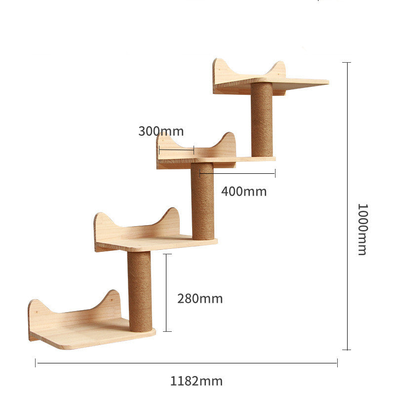 Wall-Mounted Cat Climbing Frame – Solid Wood Floating Cat Shelves & Ladder for Indoor Cats