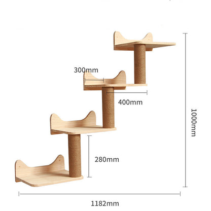 Wall-Mounted Cat Climbing Frame – Solid Wood Floating Cat Shelves & Ladder for Indoor Cats