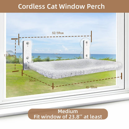 Cordless Foldable Cat Window Perch – Suction Cup Mounted Elevated Hammock Bed for Indoor Cats (No Drilling Required)