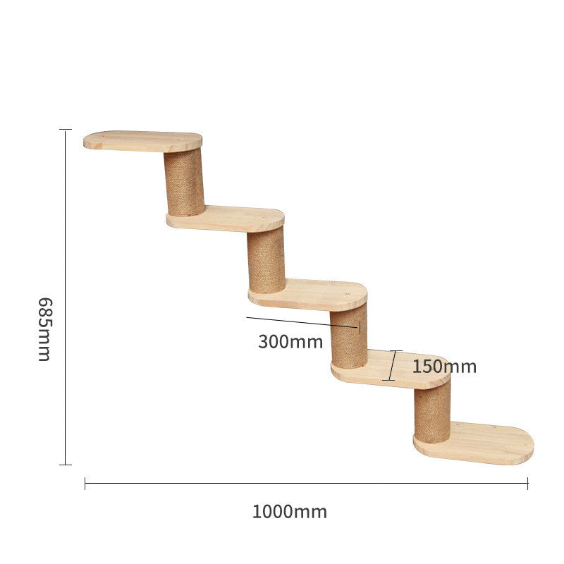 Wall-Mounted Cat Climbing Frame – Solid Wood Floating Cat Shelves & Ladder for Indoor Cats