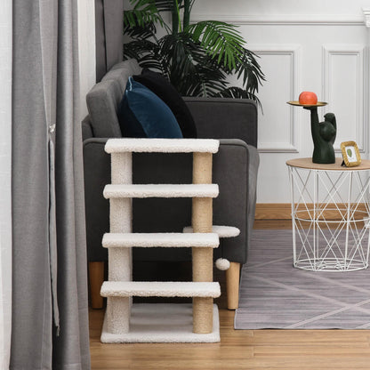 Interactive Cat Stairs with Sisal Scratching Posts – Multi-Level Climbing Steps for Indoor Cats