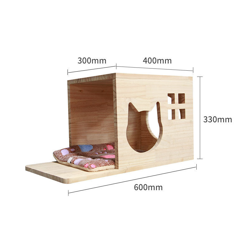 Wall-Mounted Cat Climbing Frame – Solid Wood Floating Cat Shelves & Ladder for Indoor Cats