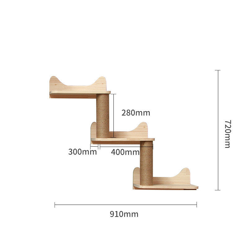 Wall-Mounted Cat Climbing Frame – Solid Wood Floating Cat Shelves & Ladder for Indoor Cats