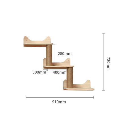 Wall-Mounted Cat Climbing Frame – Solid Wood Floating Cat Shelves & Ladder for Indoor Cats