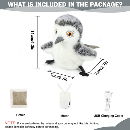 Realistic Flapping Bird Cat Toy – Motion Activated Chirping Catnip Plush Toy (USB Rechargeable) for Indoor Cats & Kittens