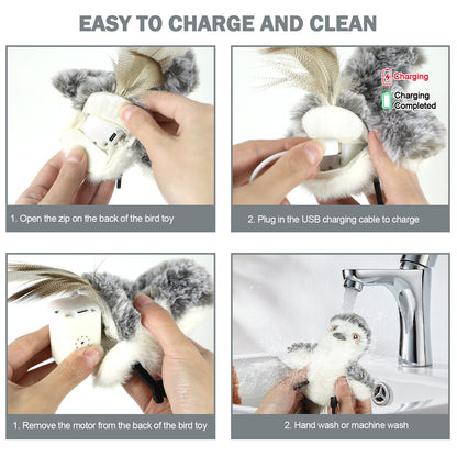 Realistic Flapping Bird Cat Toy – Motion Activated Chirping Catnip Plush Toy (USB Rechargeable) for Indoor Cats & Kittens