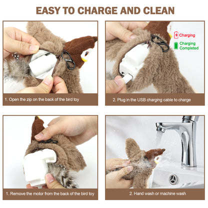 Interactive Flapping Bird Cat Toy – USB Rechargeable Chirping Catnip Plush Toy for Indoor Cats & Kittens