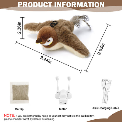 Interactive Flapping Bird Cat Toy – USB Rechargeable Chirping Catnip Plush Toy for Indoor Cats & Kittens