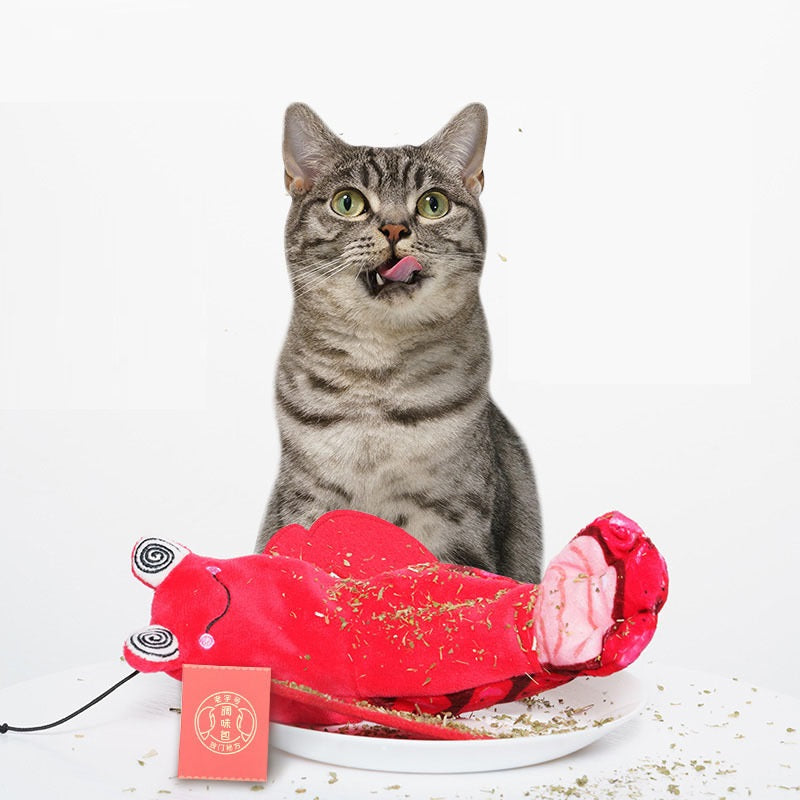 Interactive Moving Shrimp/Lobster Cat Toy – Automatic Start/Stop Motion, Battery-Powered Plush