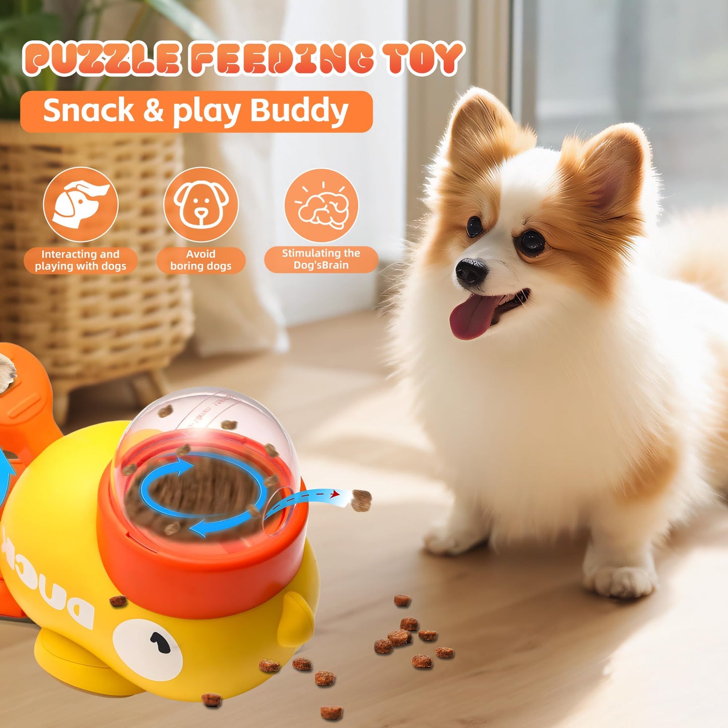 Interactive Duck Treat Dispenser Cat Toy – Slow Feeder Puzzle Toy for Mental Stimulation (Indoor Cats)