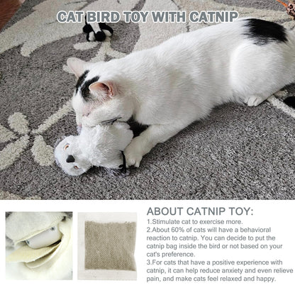 Realistic Flapping Bird Cat Toy – Motion Activated Chirping Catnip Plush Toy (USB Rechargeable) for Indoor Cats & Kittens