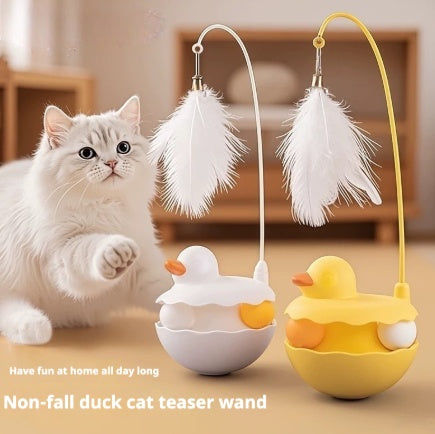 Interactive Duck Cat Toy – Motion Tumbler Catnip Teaser with Feather Wand for Indoor Cats & Kittens